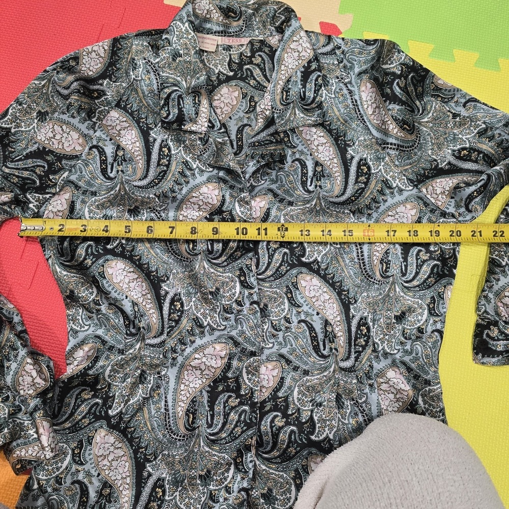 Vintage TESS Paris-Milano‎ Paisley Blouse Top Size 4 Made in Hong Kong Retro